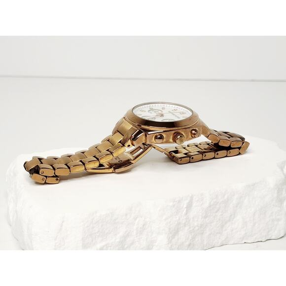 Michael Kors Rose Gold MOP Dial Crystal Chronograph Watch MK5336 New Battery main image 7